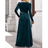 image:imageZESICA Womens Winter Velvet Long Puff Sleeve Maxi DressTeal Green