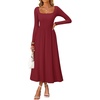 image:imageZESICA Fall Long Sleeve Dress for Women 2026 Elegant Classy Midi DressesBurgundy