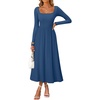 image:imageZESICA Fall Long Sleeve Dress for Women 2026 Elegant Classy Midi DressesDusty Blue