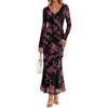 image:imageZESICA Wedding Guest Dresses for Women Fall Long Sleeve Floral Maxi DressBlack