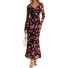 image:imageZESICA Wedding Guest Dresses for Women Fall Long Sleeve Floral Maxi DressBlack Rose