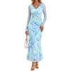image:imageZESICA Wedding Guest Dresses for Women Fall Long Sleeve Floral Maxi DressBlue
