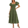 image:imageZESICA Women Summer Puff Sleeve Boho Wedding Guest Midi DressArmy Green