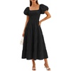 image:imageZESICA Women Summer Puff Sleeve Boho Wedding Guest Midi DressBlack