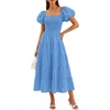 image:imageZESICA Women Summer Puff Sleeve Boho Wedding Guest Midi DressBlue