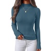 image:imageZESICA Womens 2025 Fall Long Sleeve Turtleneck T Shirt Ribbed Knit Sweater Slim Fit Basic Casual Tee TopsDark Blue
