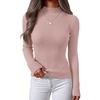 image:imageZESICA Womens 2025 Fall Long Sleeve Turtleneck T Shirt Ribbed Knit Sweater Slim Fit Basic Casual Tee TopsDusty Pink