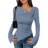 image:imageZESICA Womens 2026 Fall Long Sleeve Asymmetrical Y2K Going Out TopsBlue