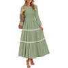 image:imageZESICA Womens 2026 Fall Long Sleeve Casual Maxi DressesPea Green