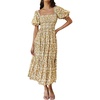 image:imageZESICA Womens 2026 Summer Boho Floral Ruffle Maxi DressBeige