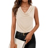 image:imageZESICA Womens 2026 Summer Cowl Neck Sleeveless Business Casual Tank TopsApricot