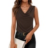 image:imageZESICA Womens 2026 Summer Cowl Neck Sleeveless Business Casual Tank TopsBrown