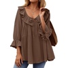 image:imageZESICA Womens Fall Casual 34 Length Sleeve Flowy Boho TopsBrown