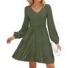 image:imageZESICA Womens Fall Casual Long Sleeve V Neck Boho Mini DressArmygreen