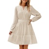image:imageZESICA Womens Fall Long Sleeve Eyelet Embroidery Mini DressApricot