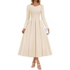 image:imageZESICA Womens Fall Long Sleeve Wedding Guest Formal Midi DressApricot
