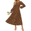 image:imageZESICA Womens Fall Wedding Guest Long Sleeve Boho Midi DressCaramel