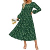 image:imageZESICA Womens Fall Wedding Guest Long Sleeve Boho Midi DressDark Green