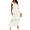 image:imageZESICA Womens Lace Strap Sleeveless Square Neck Smocked Flowy Maxi DressWhite
