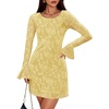 image:imageZESICA Womens Long Sleeve Floral Mesh Bodycon Mini DressesYellow