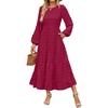 image:imageZESICA Womens Long Sleeve Swiss Dot Maxi Wedding Guest DressesWine Red
