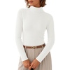 image:imageZESICA Womens Long Sleeve Turtleneck Tops 2026 Fall Basic SweatersWhite