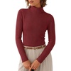 image:imageZESICA Womens Long Sleeve Turtleneck Tops 2026 Fall Basic SweatersWine