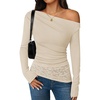 image:imageZESICA Womens Off the Shoulder Long Sleeve Going Out TopsApricot