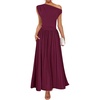 image:imageZESICA Womens Sleeveless One Shoulder Maxi Dress with PocketsWine