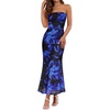 image:imageZESICA Womens Strapless Off the Shoulder Floral Maxi SundressRoyal Blue