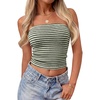 image:imageZESICA Womens Striped Strapless Crop Knit Tube TopsArmygreen