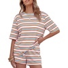 image:imageZESICA Womens Summer 2 Piece Stripe Short Sets Lounge Workout Beach OutfitsBright Blue