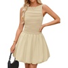 image:imageZESICA Womens Summer Bubble Sleeveless Boat Neck Mini DresssApricot