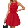 image:imageZESICA Womens Summer Bubble Sleeveless Boat Neck Mini DresssRed