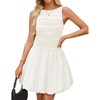 image:imageZESICA Womens Summer Bubble Sleeveless Boat Neck Mini DresssWhite