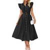 image:imageZESICA Womens Summer Button Midi Dress Casual Work DressesBlack