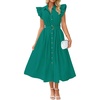 image:imageZESICA Womens Summer Button Midi Dress Casual Work DressesDark Green