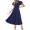 image:imageZESICA Womens Summer Casual Ruched Ruffle Tiered Maxi DressNavy