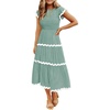 image:imageZESICA Womens Summer Casual Smocked Flowy Midi DressTurquoise