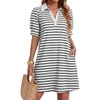 image:imageZESICA Womens Summer Casual Striped T Shirt Mini DressWhite