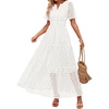 image:imageZESICA Womens Summer Casual V Neck Eyelet A Line Maxi DressesWhite