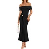 image:imageZESICA Womens Summer Elegant Off Shoulder Bodycon Maxi DressBlack