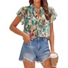 image:imageZESICA Womens Summer Floral Chiffon Tops Short Sleeve BlousePink Green
