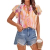 image:imageZESICA Womens Summer Floral Chiffon Tops Short Sleeve BlouseYellow Purple