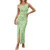 image:imageZESICA Womens Summer One Shoulder Floral Bodycon Midi DressesGreen