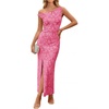 image:imageZESICA Womens Summer One Shoulder Floral Bodycon Midi DressesHotpink