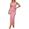 image:imageZESICA Womens Summer One Shoulder Floral Bodycon Midi DressesPink