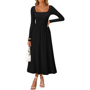image:imageZESICA Fall Long Sleeve Dress for Women 2026 Elegant Classy Midi DressesBlack