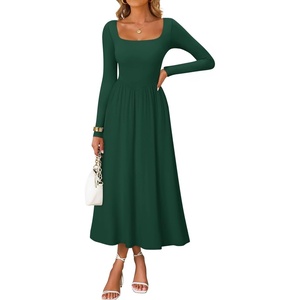 image:imageZESICA Fall Long Sleeve Dress for Women 2026 Elegant Classy Midi DressesDarkgreen