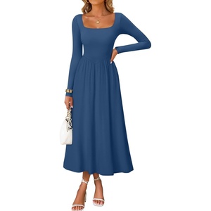 image:imageZESICA Fall Long Sleeve Dress for Women 2026 Elegant Classy Midi DressesDusty Blue